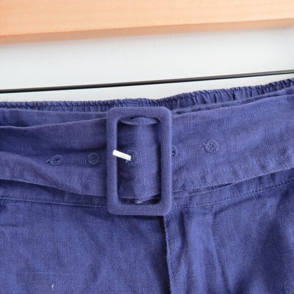 JOIE 100% Linen Belted Pleated Pocket Shorts in Purple Preppy - Size M - Picture 4 of 13